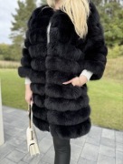Futro naturalne płaszcz damski z lisa czarnego 3 w 1 nowe