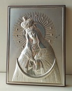 Srebrny Obrazek Matka Boska Ostrobramska AS 13x17,5 cm - Włochy