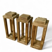 Lampiony drewniane latarenki opalane impregnowane 30 cm 