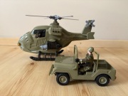 Helikopter wojskowy zestaw z Jeepem i żołnierzem