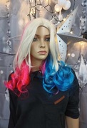 Nowa z metką peruka syntetyczna damska karnawał niebiesko-różowo-blond