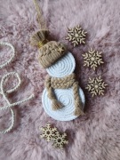 Bałwanek na choinkę ozdoby choinkowe ręcznie robione makrama