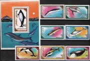 !!! MONGOLIA 1990 FAUNA MORSKA. Kompletna seria + Blok...CZYSTE**!!!