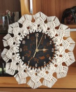 Zegar ścienny ozdobny, makrama