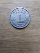 Francja 1 frank 1945 C stan +III/-II; aluminium
