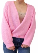 Sweter Damski różowy kopertowy
