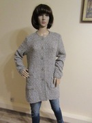 MARC CAIN długi beżowy sweter z wełną połyskujące cekiny piękny _ L