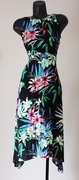 Wallis**Zjawiskowa Sukienka Midi Maxi z Wiskozy**Czarna Kwiaty Motyle**40/L