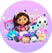 Opłatek na tort Koci Domek Gabi dowolny napis 