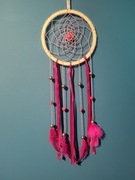 Różowo-biały łapacz snów, średnica koła ok. 14 cm