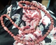 Długi Naszyjnik Kamień Kamienie Naturalne Różowy Rodonit