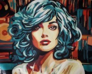 Obraz akrylowy ręcznie malowany ,,AI" około 40x50cm