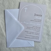 Złote zaproszenia na pierwszą komunię świętą personalizowane z kopertą