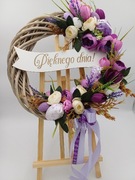 Duży Wiosenno-wielkanocny wianek na drzwi 