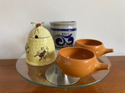 Zestaw Stara Ceramika Kokilki Pojemnik na Miód Japonia