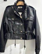 Kurtka skórzana na złote napy i ściągacz  SOFTY S,M,L