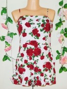 Letni biały Kombinezon na ramiączkach w róże H&M Divided 42 (XL)