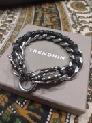 Trendhim Podwójna skórzano-stalowa bransoletka z motywem smoka