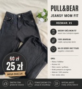 Spodnie Pull&Bear jeansy mom fit czarne XS wysoki stan