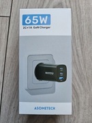 ASOMETECH Szybka Ładowarka Sieciowa USB 2x USB-C Mocna 65W PD QC