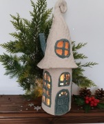 Duży domek świąteczny lampion ceramika handmade -Kasjumi ceramika