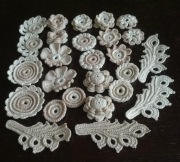 26 szt, aplikacje, kwiaty, liście, haft szydełkowy irlandzki, 2D, 3D