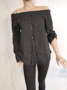 Czarna bluzka hiszpanka M/L oversize bawełna off shoulder