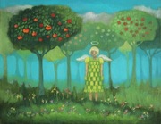 obraz olejny  anioł abstrakcja religia drzewo pejzaż 