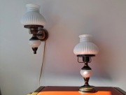 Stary komplet oświetleniowy lampka i kinkiet Polam Wieliczka