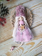 Świąteczny Aniołek makrama zawieszka 
