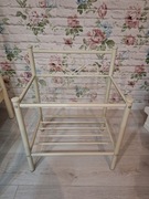 Stolik nocny szafka półka stoliczek z szybą metalowy mały niska / stal