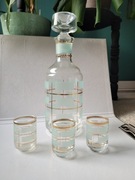 Karafka i 3 kieliszki PRL HSG hortensja 