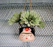 Wisząca doniczka Frida Kahlo, ręcznie malowana.