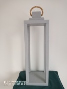 Lampion z drewna dębowego, wys. 57 cm, kolor szary