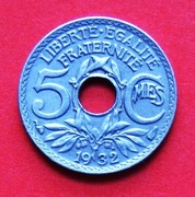 5 Centymów  1932  r  -  Francja    Gałąź oliwna    