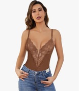 Body Koronkowe Damskie Body Modelujące Dekolt Szpic Rozmiar L