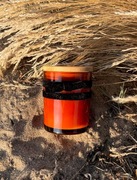 Dekorowana świeca sojowa handmade o zapachu bursztynu– 100% wosk sojowy