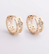 Kolczyki złote kółka – Koniczyna, złoto 585, cyrkonie, 7,20 g, eleganckie