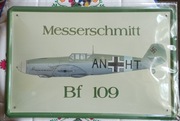 Tablica ozdobna, metalowa, militaria, samolot Messerschmitt