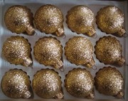 Bombki szklane złote brokatowe 50mm 12szt