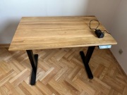 Biurko Elektryczne 100x60 | Blat z Lameli DĘBOWYCH (Lakierowany)