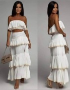 La Diva Santorini BIAŁY KOMPLET SPÓDNICA TOP