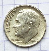 01458 USA 10 centów DIME 1964 srebro piekna