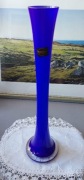 Makora/Krosno wazon szklany kobaltowy 43cm.