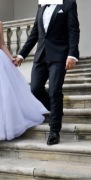 Lancerto Ekskluzywny czarny GARNITUR wieczorowy męski slim fit ślubny