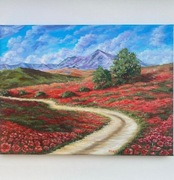 Pole maków obraz ręcznie malowany 30*40 cm