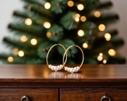 Złote kolczyki z perłami koła Apart old money aesthetic perły