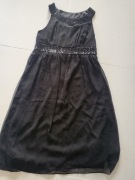 czarna sukienka xs ozdobne koraliki