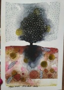 Akwarela mojego autorstwa, pejzaż abstrakcyjny 14.7 na 21 cm