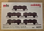 Marklin 44311 komplet, fab. patyna, 5x węglarka DB z wkładanym ładunkiem!